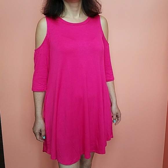 NWT UMGEE PINK Cold shoulder dress with pockets - Picture 1 of 4